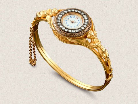 The 1889 Vacheron Constantin ladies gold bangle with bezel winding
